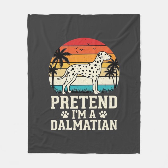 Cobertor De Velo Fingir Que Sou Um Cão Dalmatas Retro (Frente)