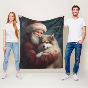 Cobertor De Velo Finnish Lapphund Papai Noel Natal Festivo