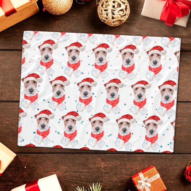 Cobertor De Velo Fio Fox Terrier Dog Raça Estrelas de Natal (Criador carregado)