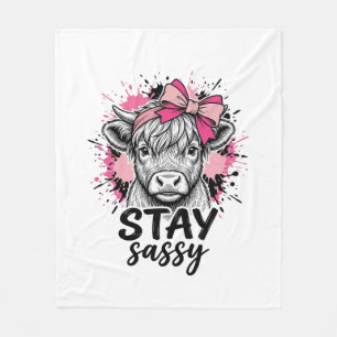 Cobertor De Velo Fique Sassy Vaca Highland Rosa Gravura Vintage Cam