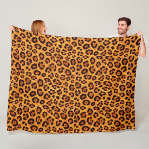 Cobertor De Velo Fique Selvagem Estampa de Leopardo Dourado Laranja
