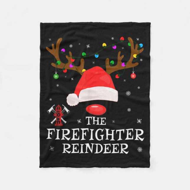 Cobertor De Velo Firefighter Reindeer Family Matching Christmas Pjs (Frente)