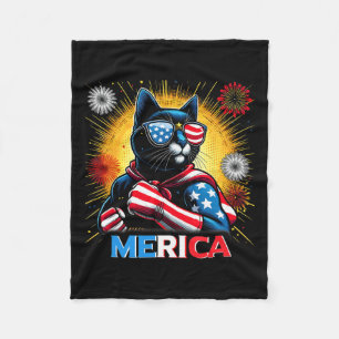 Cobertor De Velo Fireworks Nos Flag Patriótico Black Cat