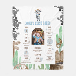 Cobertor De Velo First Rodeo 1st Birthday Baby Cow Milestone Sign