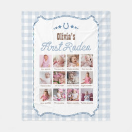 Cobertor De Velo First Rodeo 1st Birthday Blue Western Photo Sign