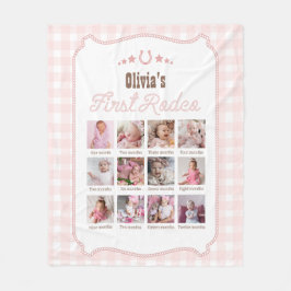 Cobertor De Velo First Rodeo 1st Birthday Pink Western Photo Sign