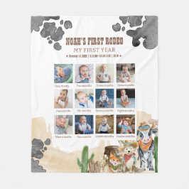 Cobertor De Velo First Rodeo Birthday 12 Month Photo Collage