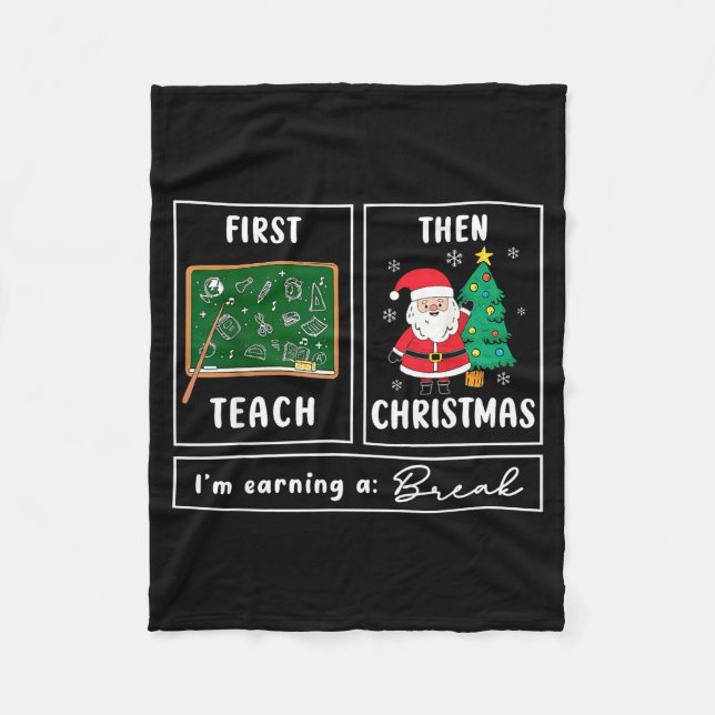 Cobertor De Velo First Teach Then Celebrate Christmas Teacher Winte (Frente)