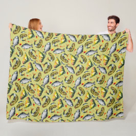 Cobertor De Velo Fish Floats Hooks Angler Watercolor Sports Fishing