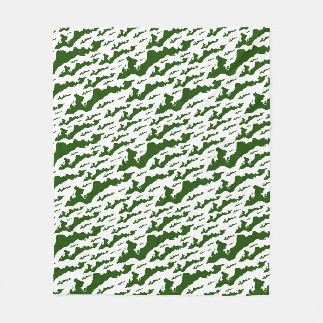 Cobertor De Velo Fishers Island Fleece Blanket – Green/White  (Frente)