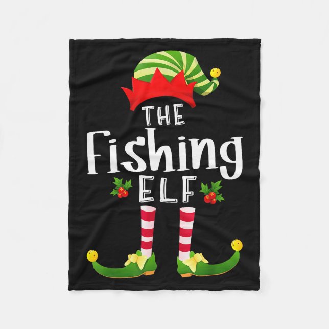 Cobertor De Velo Fishing Christmas Elf Matching Pajama X-mas Party  (Frente)
