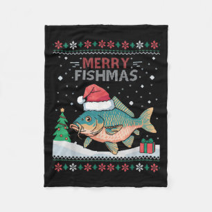 Cobertor De Velo Fismas felizes - Pesca de Carpa de Natal Engraçada