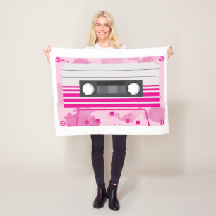 Cobertor De Velo Fita de Cassete Rosa com Placas de Aquarela Rosa
