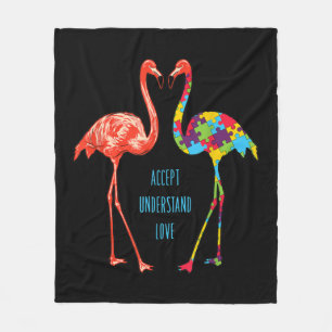 Cobertor De Velo Flamingo Aceitar Autismo De Amor Flamingo