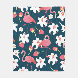Cobertor De Velo Flamingo and Lilies Tropical vintage Seamless Patt