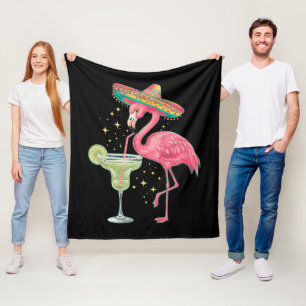 Cobertor De Velo Flamingo Bebendo Margarita Engraçado Poncho Mexica