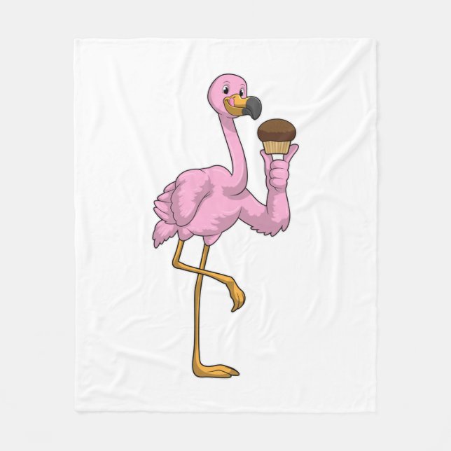 Cobertor De Velo Flamingo com Muffin (Frente)