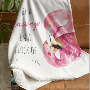Cobertor De Velo Flamingo, Cor de Água Rosa Moderna, Com Citação