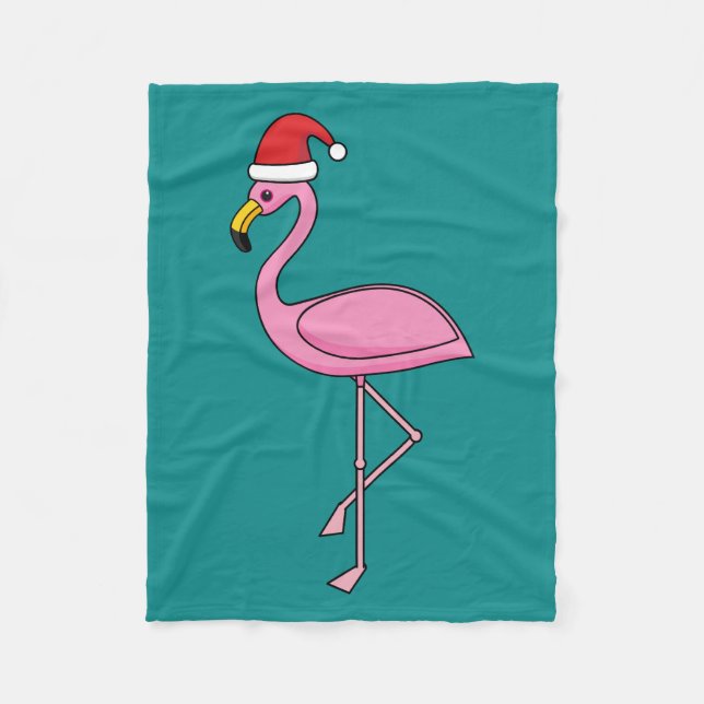 Cobertor De Velo Flamingo de Natal com Santa Hat (Frente)