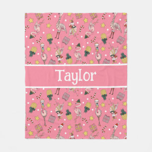 Cobertor De Velo Flamingo e Abacaxi, de Natal rosa-claro