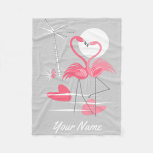 Cobertor De Velo Flamingo Love Name fleece blanket