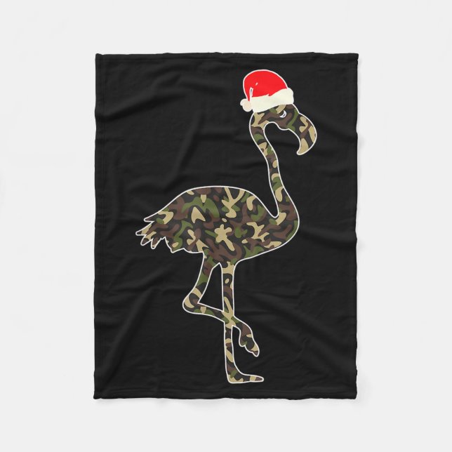Cobertor De Velo Flamingo Lover Christmas Santa Hat Camouflage Illu (Frente)