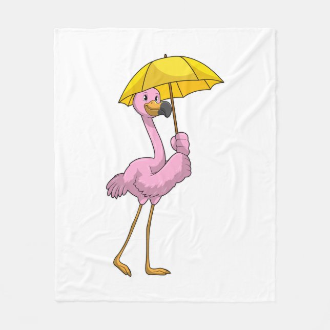 Cobertor De Velo Flamingo na chuva com guarda-chuva (Frente)