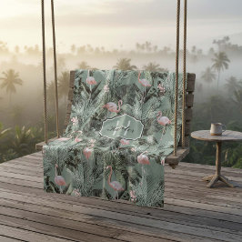 Cobertor De Velo Flamingo Orchid Tropical Pattern Sage ID868