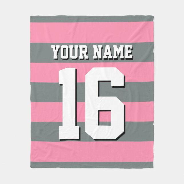 Cobertor De Velo Flamingo Pink Team Jersey Preppy Stripe (Frente)