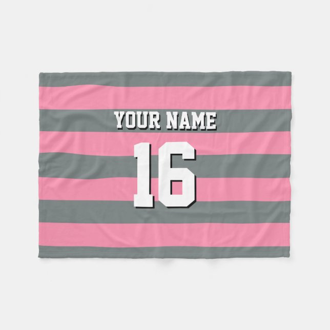 Cobertor De Velo Flamingo Pink Team Jersey Preppy Stripe (Frente (Horizontal))