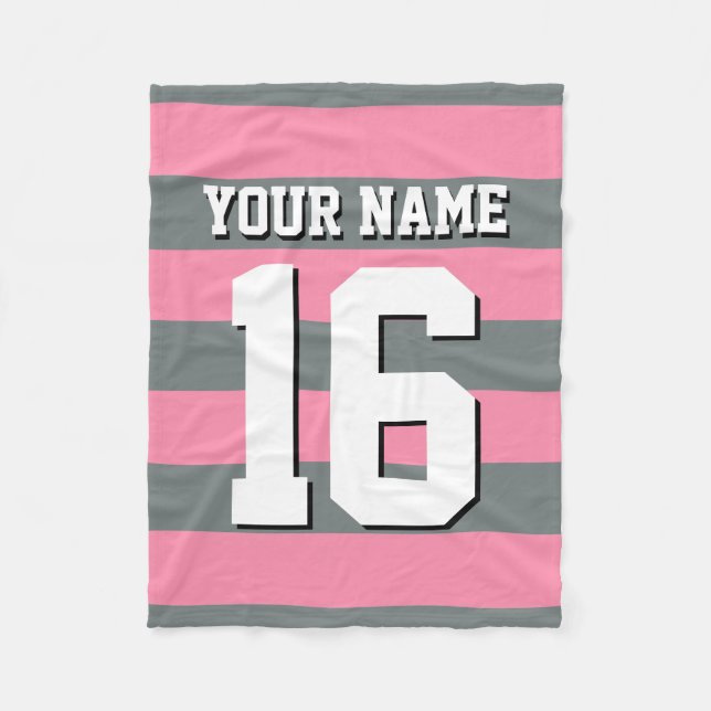 Cobertor De Velo Flamingo Pink Team Jersey Preppy Stripe (Frente)