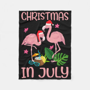 Cobertor De Velo Flamingo Rosa de Natal em Julho Com Chapéu de Papa