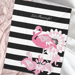 Cobertor De Velo Flamingo rosa, preto e branco moderno