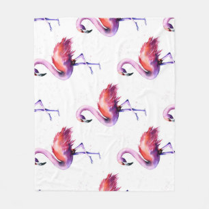 Cobertor De Velo Flamingos com salpicos: padrão de aquarela.