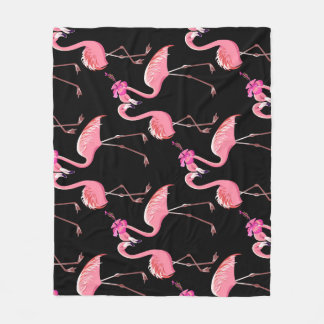 Cobertor De Velo Flamingos cor-de-rosa: Vintagem preta de fundo