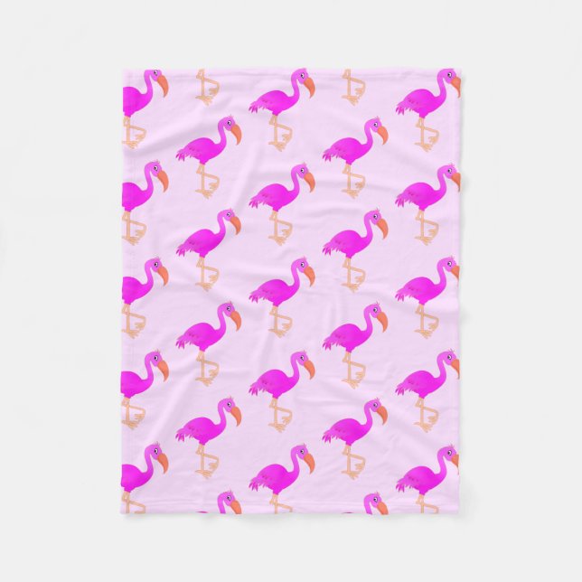 Cobertor De Velo Flamingos Fleece Blanket - Feliz (Frente)