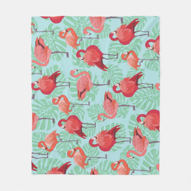 Cobertor De Velo Flamingos Rosa: Padrão Exótico Sem Olhos. (Frente)