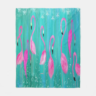 Cobertor De Velo Flamingos tema tropical costeiro