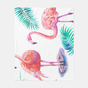 Cobertor De Velo Flamingos Tropicais: Orquídeas Aquarela Sem Olho.