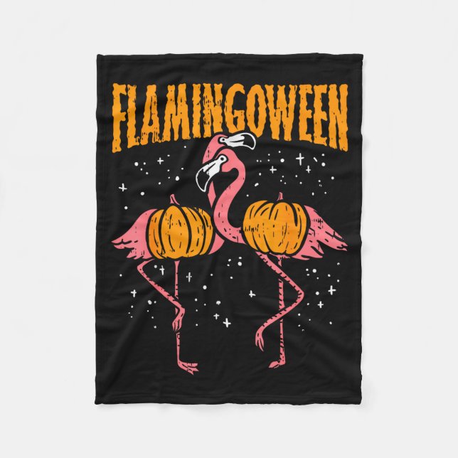Cobertor De Velo Flamingoween Pumpkin Flamingos Funny Bird Hallowee (Frente)