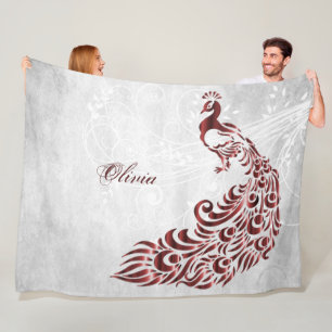 Cobertor De Velo Flancete Personalizado de Peacock Vermelho