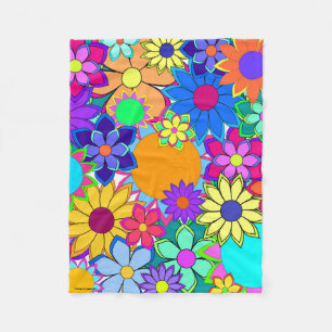 Cobertor De Velo Flashy Flowers Fleece Blanket