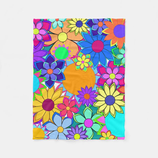 Cobertor De Velo Flashy Flowers Fleece Blanket (Frente)