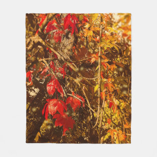 Cobertor De Velo Flece Flancket Autumn Red Yellow Vines