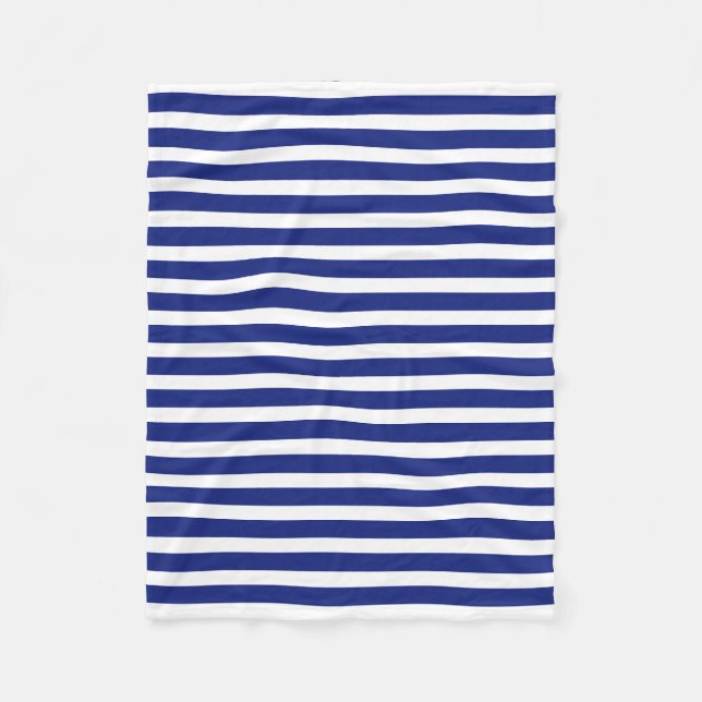 Cobertor De Velo Fleece Baby Blanket Marinho Blue e White Stripes (Frente)