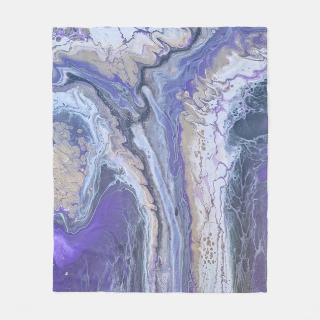 Cobertor De Velo Fleece Blanket Abstract Purple & Gold Mineral Vein (Frente)