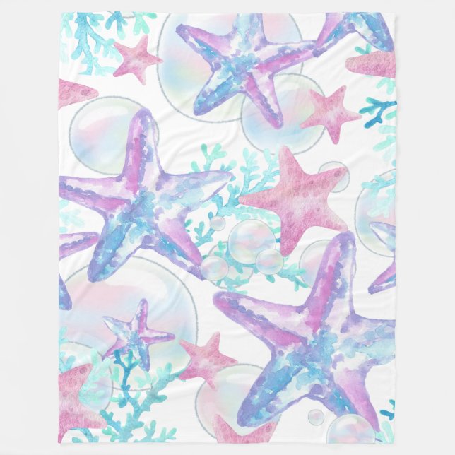 Cobertor De Velo Fleece Blanket Bonito Pink Starfish Padrão (Frente)