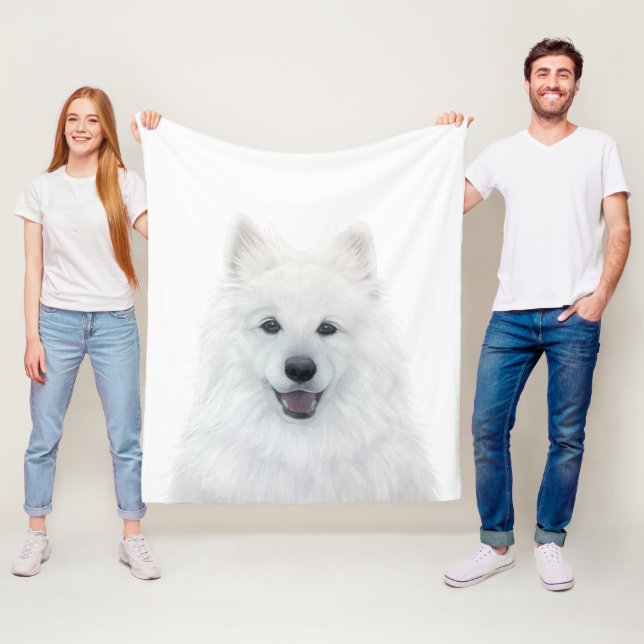 Cobertor De Velo Fleece Blanket, Cão Samoyed por Miart (In Situ)
