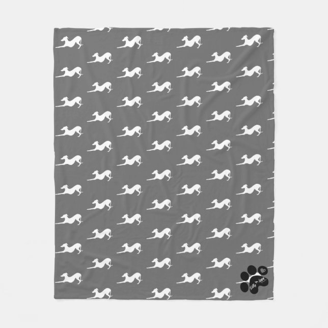 Cobertor De Velo Fleece Blanket com Greyhound Italiano (Frente)