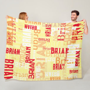 Cobertor De Velo Fleece Blanket com um padrão de nome.